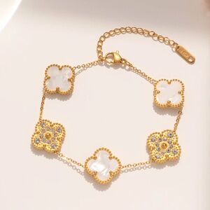 Luxury Women Geometric Titanium Steel 18K Gold Plated Bracelets